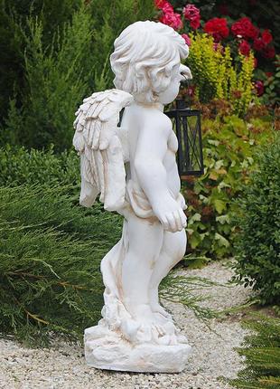 Садова фігура ангел із ліхтарем + led 81х39х31 см гранд презент ссп12208 крем5 фото