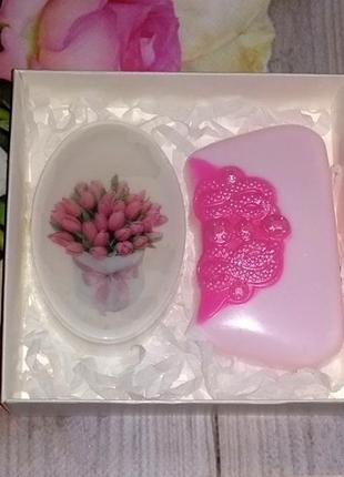 Сувенірна мило: набір: овал з картинкою, клатч