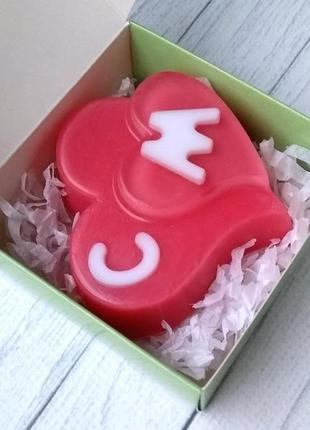 Сувенірна мило: сердечко та ініціалами, з літерами імен в коробочці2 фото