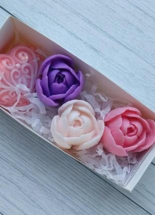 Сувенирное мыло: набор тюльпаны и сердечко
