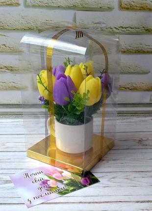 Сувенирное мыло: букет тюльпанов в чашке