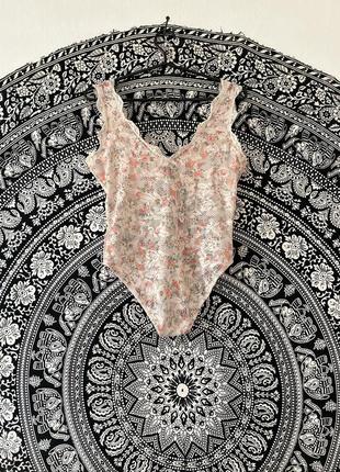 Miss selfridge комбидресс боди майка цветочный принт кружево сетка