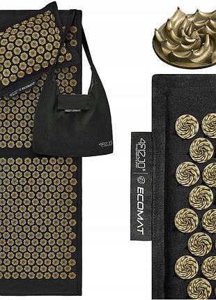 Коврик акупунктурный с подушкой 4fizjo eco mat xl аппликатор кузнецова 4fj0291 black/gold