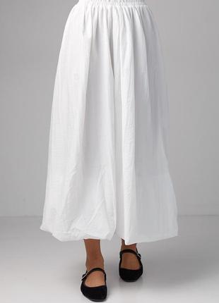 Длинная юбка а-силуэта с резинкой на талии - белый цвет, l (есть размеры)7 фото