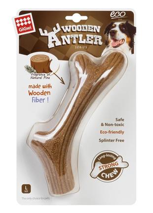 Игрушка для собак рог жевательный gigwi wooden antler, дерево, полимер, l2 фото