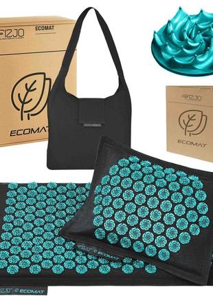 Коврик акупунктурный с подушкой 4fizjo eco mat аппликатор кузнецова 4fj0421 black/blue