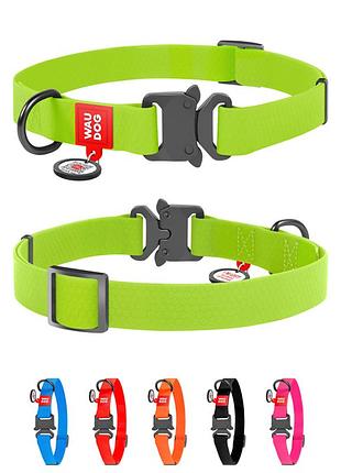 Ошейник для собак водостойкий waudog waterproof c qr-паспортом, металлическая пряжка-фастекс, ш 25 мм, дл 34-49 см салатовый