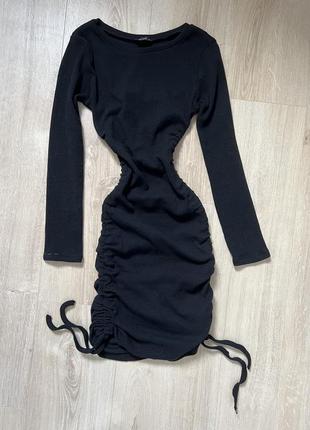 Чорне плаття сукня з шнурівкою, довжина регулюється