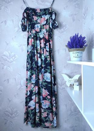 Длинное платье сарафан цветочный принт в пол макси1 фото
