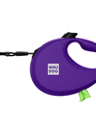 Поводок-рулетка для собак waudog r-leash с контейнером для пакетов, светоотражающая лента, m, до 20 кг, 5м,4 фото