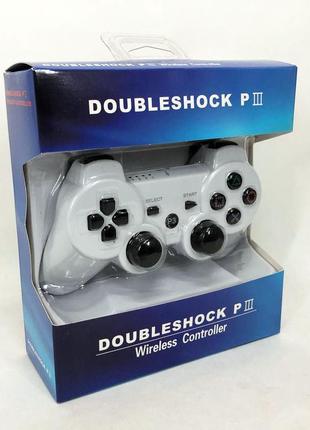 Бездротовий ігровий геймпад doubleshock ps3/pc акумуляторний джойстик з функцією вібрації. колір: білий7 фото