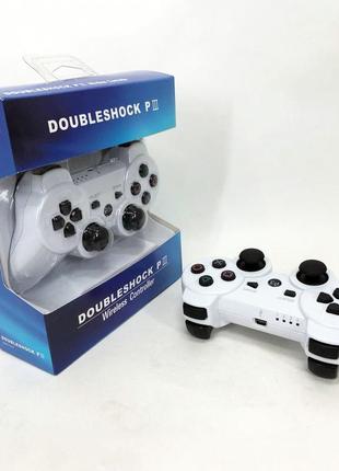 Бездротовий ігровий геймпад doubleshock ps3/pc акумуляторний джойстик з функцією вібрації. колір: білий9 фото