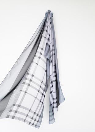 Легкий серый шарф с шотландским принтом (48х147см)2 фото