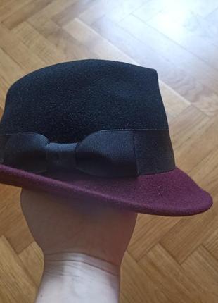 Шляпа бордово-черная