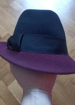 Шляпа бордово-черная3 фото