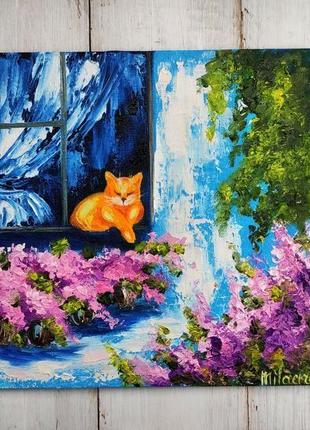 Картина котик на окне
