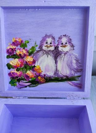 Шкатулка птички ручная роспись