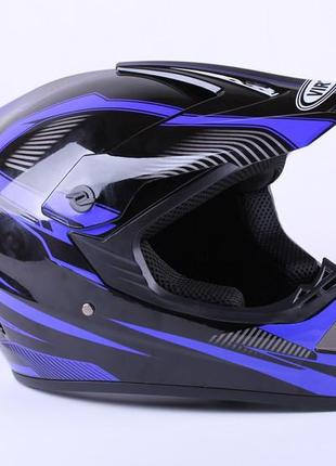 Шлем мотоциклетный кроссовый md-905 virtue (черно-синий, size m)3 фото