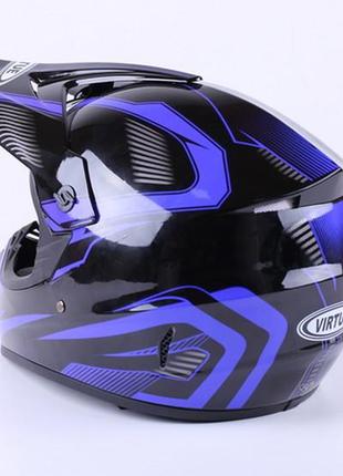 Шлем мотоциклетный кроссовый md-905 virtue (черно-синий, size m)2 фото