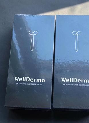 Унікальний масажер для обличчя  wellderma face lifting dark silver roller