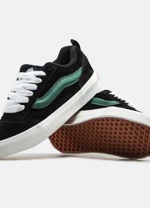 Мужские кеды черные с зеленым vans knu skool1 фото