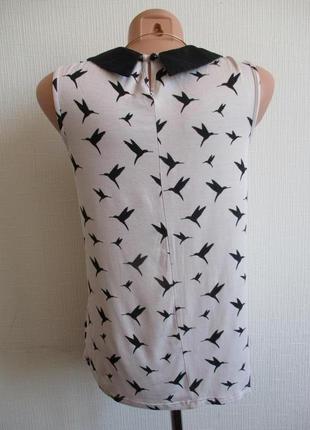 Блузка из тонкого трикотажа с воротником принт птички new look4 фото