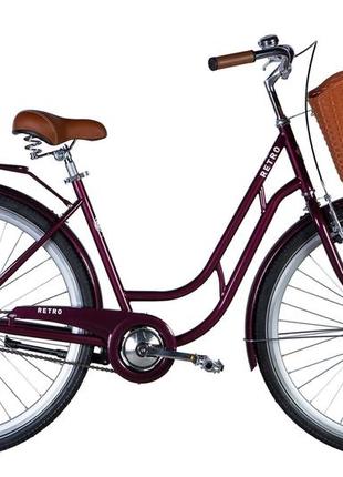 Велосипед st 28" dorozhnik retro velosteel рама-" з багажником задн st з кошиком pl з крилом st 2024