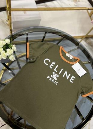 Футболки celine в 2-х цветах хаки и белый2 фото