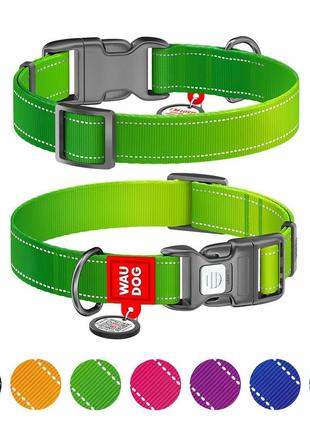 Ошейник для собак нейлоновый waudog nylon mono c qr паспортом, светоотражающий, пластиковый фастекс, m, ш 20