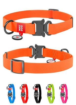 Ошейник для собак водостойкий waudog waterproof c qr-паспортом, металлическая пряжка-фастекс, ш 25 мм, дл 34-49 см оранжевый