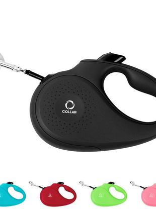 Поводок-рулетка collar для собак, размер xs, 12 кг, 3 м, лента черный