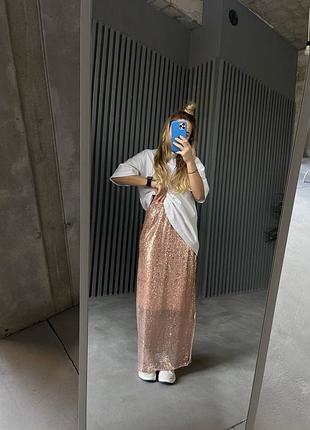 Длинная юбка пайетки