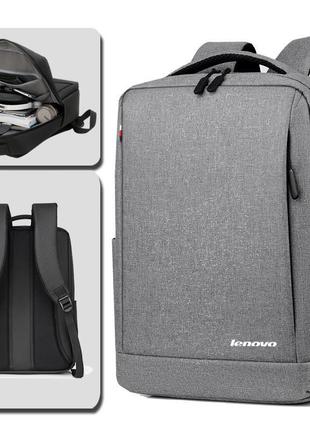 Рюкзак противоударный для ноутбука lenovo леново 15,6" с usb, серый цвет ( код: ibn010s4 )3 фото