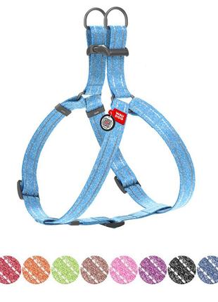 Шлея из восстановленного хлопка waudog re-cotton с qr паспортом, светоотражающая, пластиковый фастекс, s, ш 15