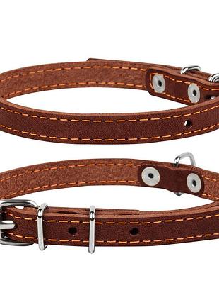 Ошейник "collar" одинарный (ширина 12мм, длина 24-32см) коричневый