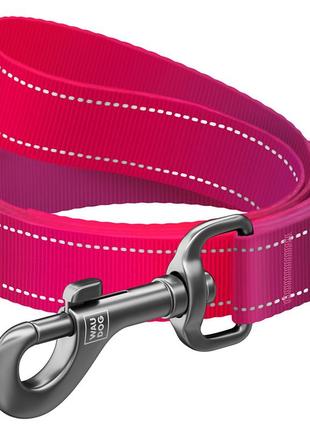 Поводок для собак нейлоновый waudog nylon mono светоотражающий, m, ш 20 мм, дл 122 см розовый2 фото
