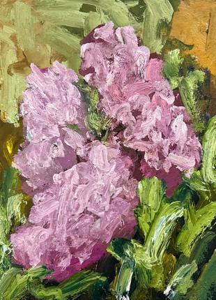 Картина бузок абстрактні рожеві квіти в рамці6 фото