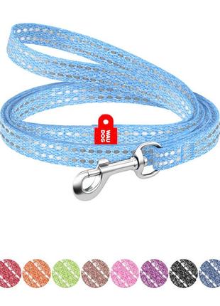 Поводок для котов и мелких пород собак из восстановленного хлопка waudog re-cotton светоотражающий, xs, ш 10
