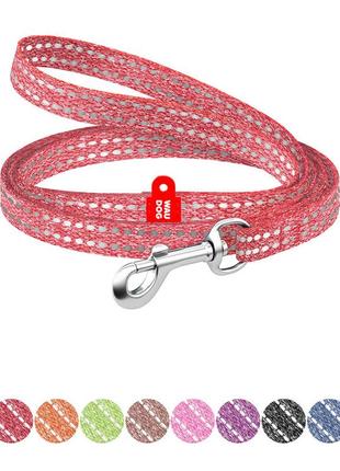 Поводок для котов и мелких пород собак из восстановленного хлопка waudog re-cotton светоотражающий, xs, ш 10