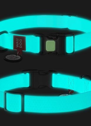Ошейник для собак водостойкий waudog waterproof c qr-паспортом, светящийся, пластиковая пряжка-фастекс, ш 25 мм, дл 34-49 см