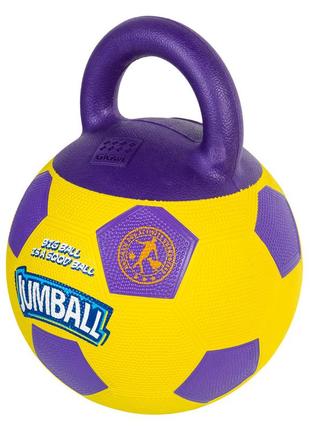 Игрушка для собак мяч футбольный с ручкой gigwi ball, резина, 26 см1 фото