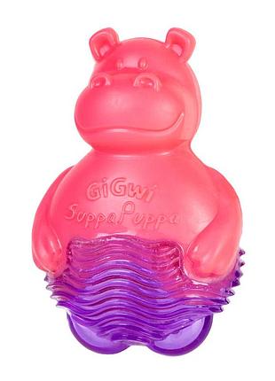 Игрушка для собак бегемотик с пищалкой, розовый gigwi suppa puppa, резина, 9 см