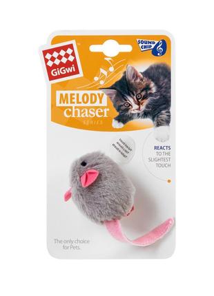 Игрушка для котов мышка с электронным чипом gigwi melody chaser, искусственный мех, 6 см2 фото