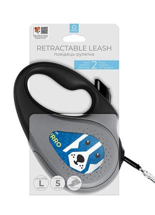 Поводок-рулетка для собак waudog r-leash, рисунок "патрон", l, до 50 кг, 5 м, светоотражающая лента2 фото