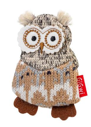 Игрушка для собак сова с пищалкой gigwi plush, текстиль, 10 см