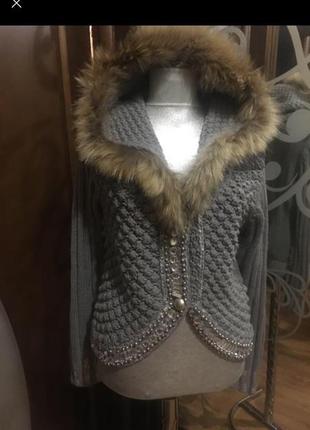 Кардиган,натуральный мех 2