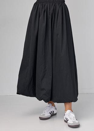 Длинная юбка а-силуэта с резинкой на талии - черный цвет, m (есть размеры)6 фото