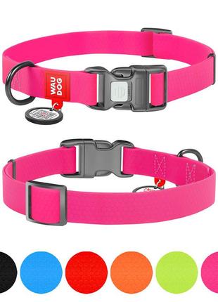 Ошейник для собак водостойкий waudog waterproof c qr-паспортом, пластиковая пряжка-фастекс, ш 20 мм, дл 28-40