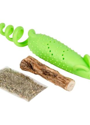 Игрушка для кошек мышка резиновая gigwi refillable catnip, резина, 16,5 см