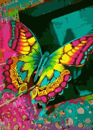 Картина за номерами strateg преміум кольори метелика з лаком розміром 30х40 см (ss-6486)